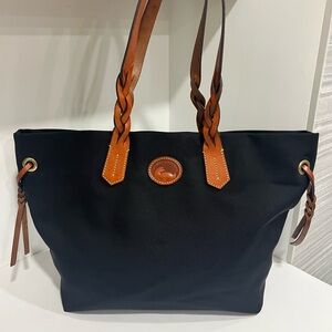 Dooney & Bourke Black Tote with Tan Accents